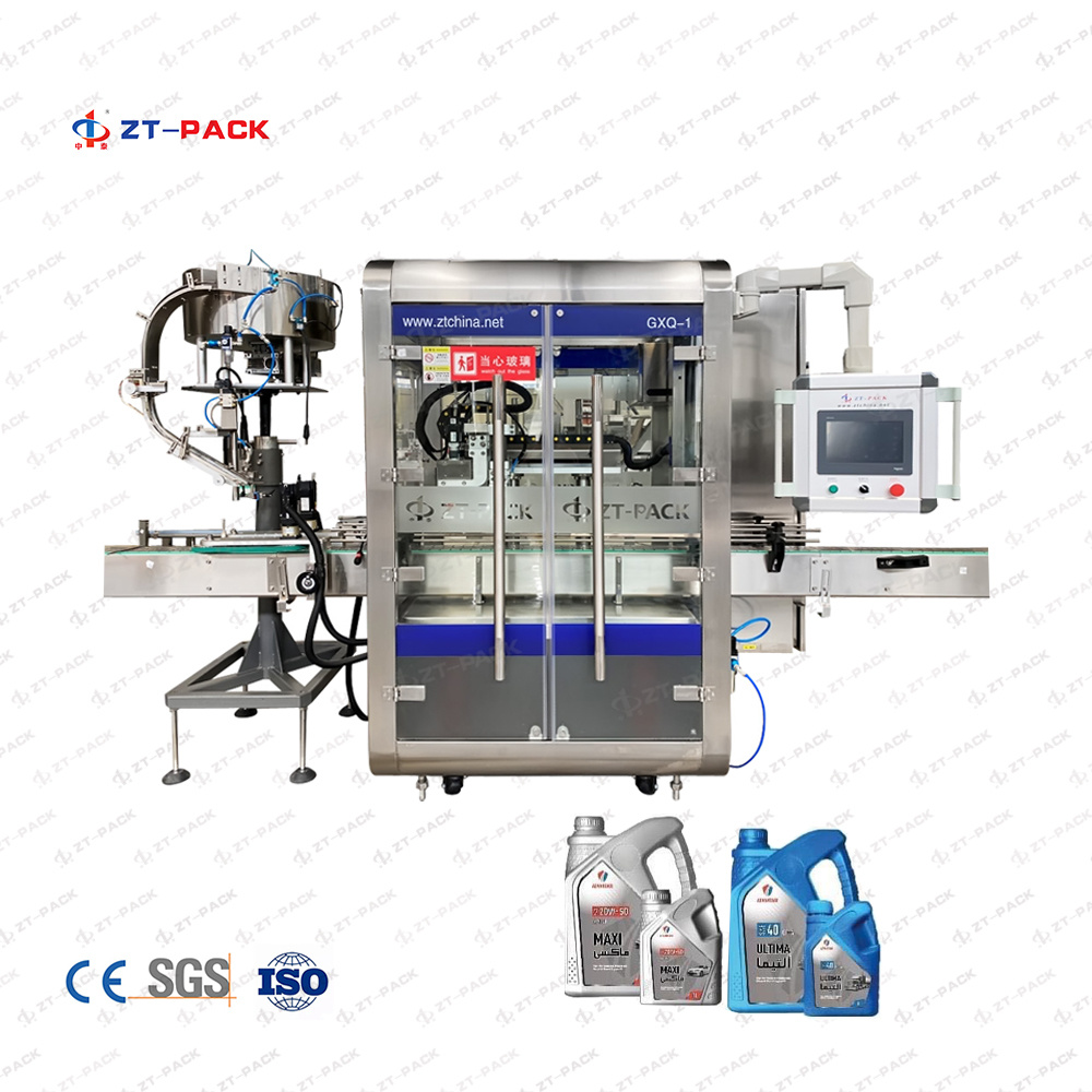 Lube Oils Packaging Line With Filling Capping Sealing Labeling Machines Auto1L-5L Plastic Jerry Tin Can Engine Oil Machine